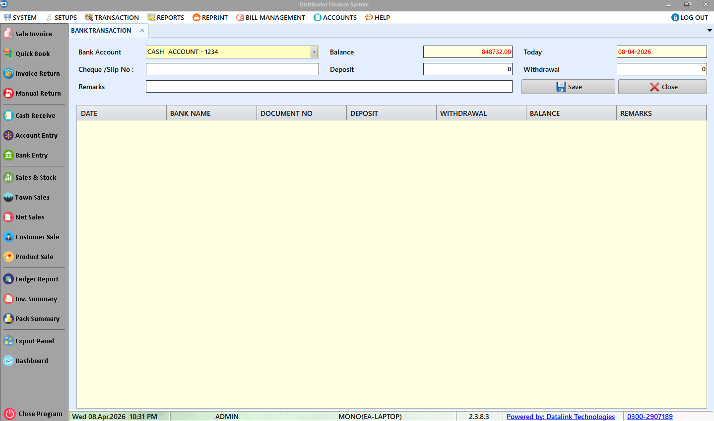 Bank Transaction Form