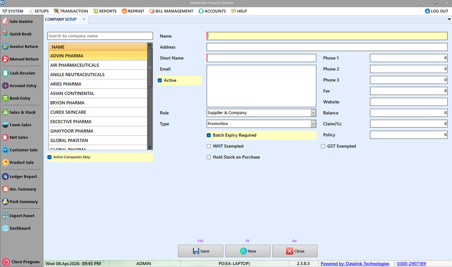 Company Setup Form