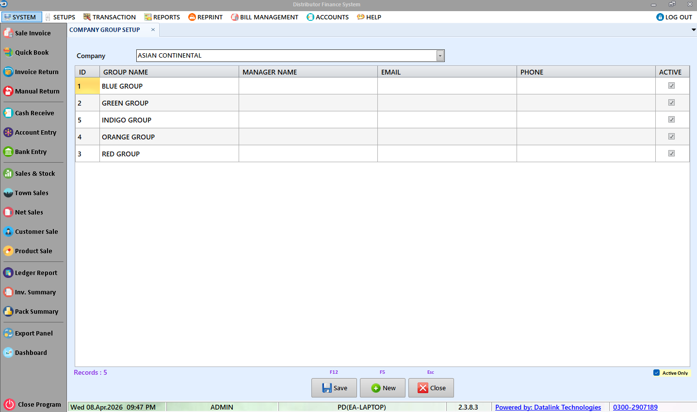 Company Group Setup Form