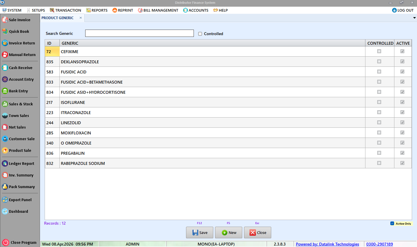 Product Generic Setup Form