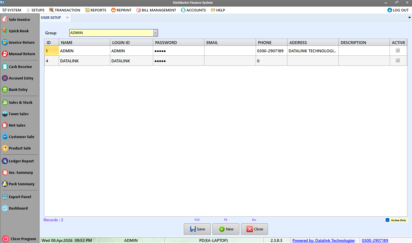 User Setup Form
