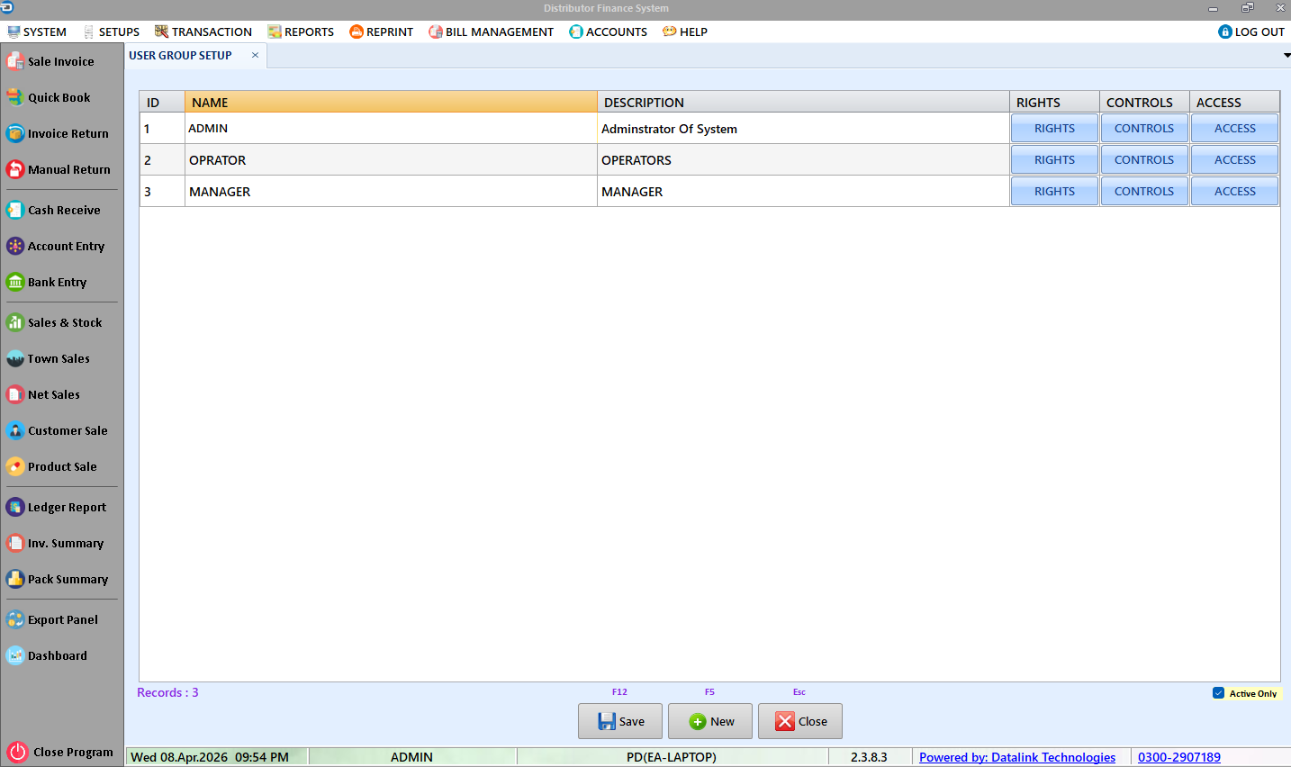 User Group Setup Form